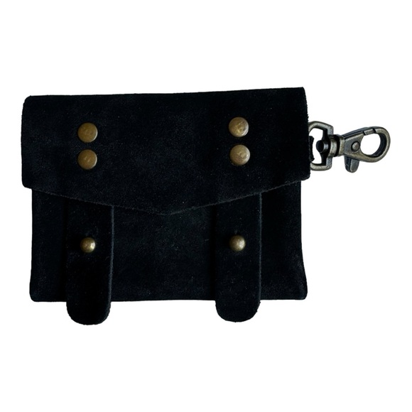 Free People Mini EVA Black Suede Envelope Wallet size 3” by 4” Minimalist Must - Picture 2 of 5